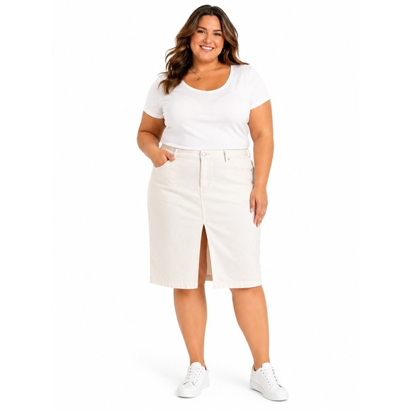 Lane Bryant Dresses & Skirts - Lane Bryant White Jean Skirt Size 22 Casual Brunch